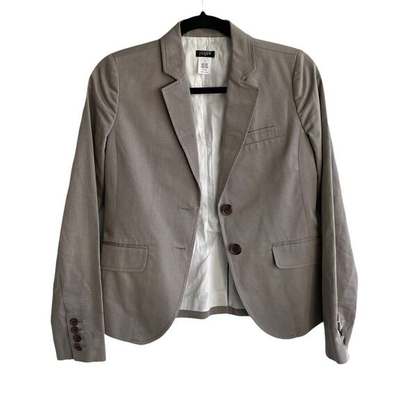 J. CREW Cotton Blazer Taupe Tan 0 - Picture 1 of 8